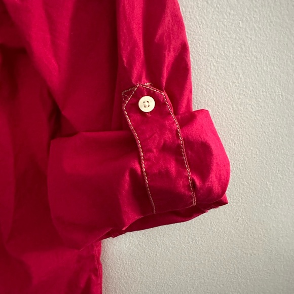 Tommy Hilfiger Top Button Down Long Sleeve Chest Pockets Red Medium - Picture 6 of 10